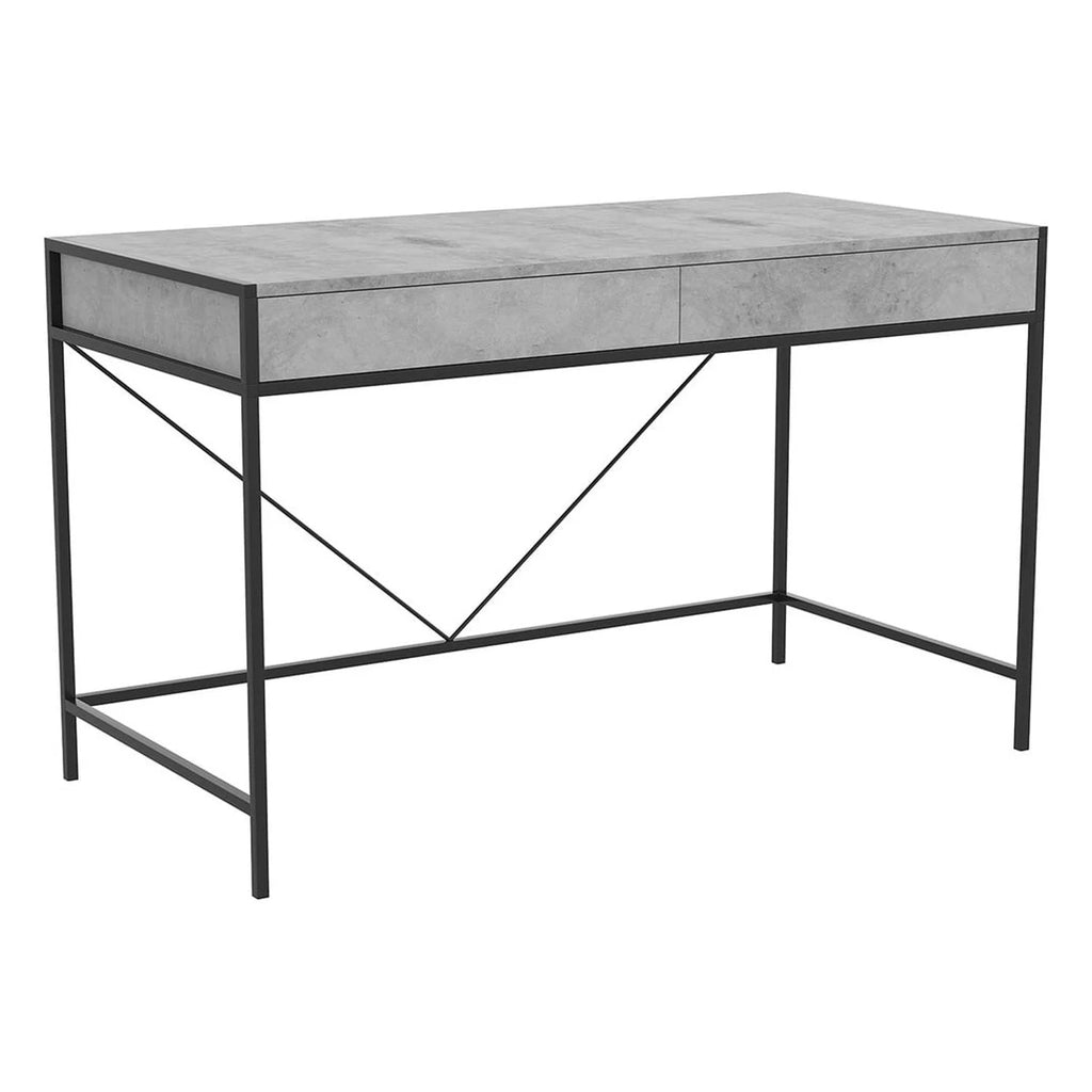 49"L 2-Drawers Black Metal Computer Desk C9950