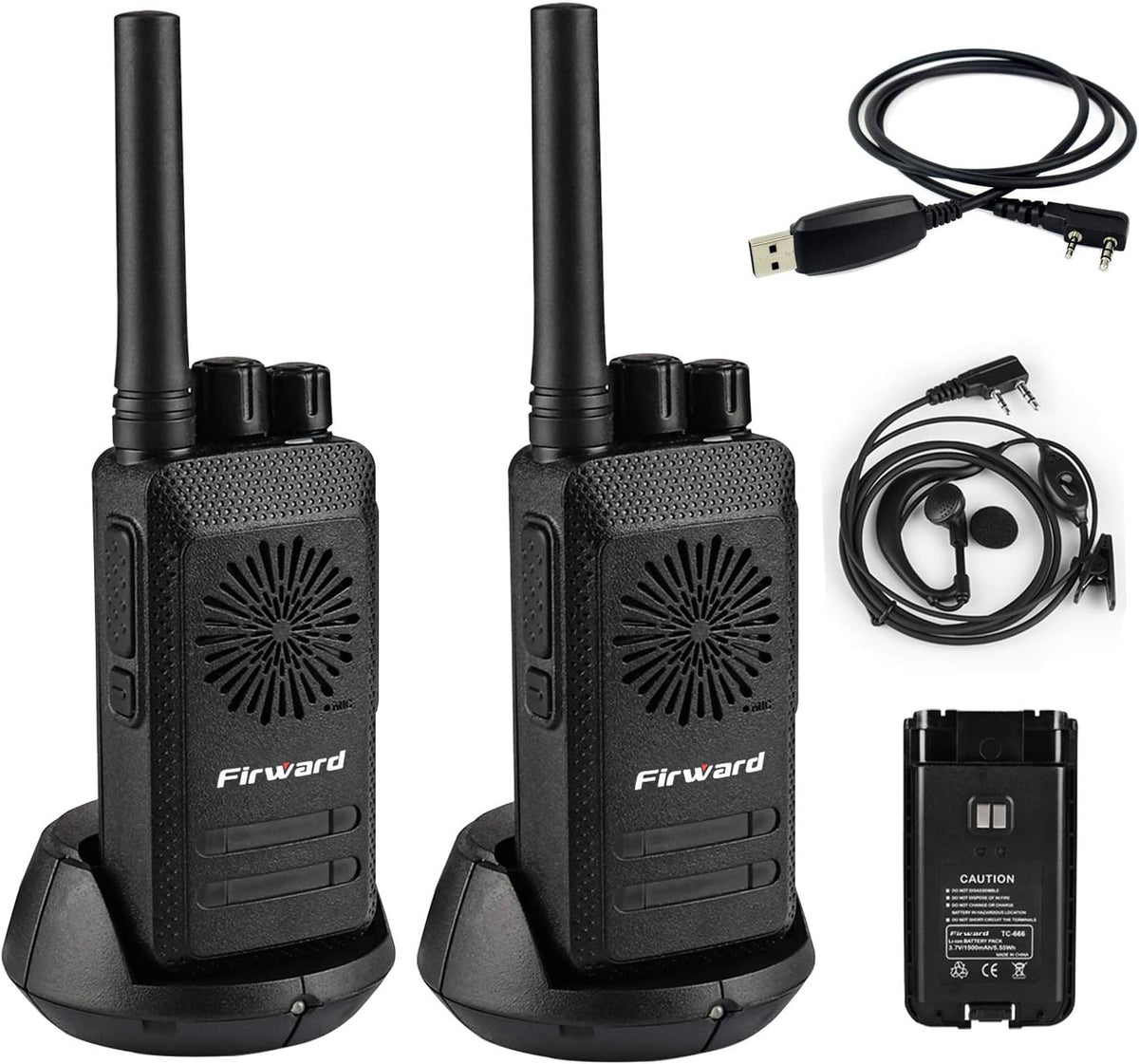 Rechargeable 4 Pack Two Way Radios with Programming Cable W99859