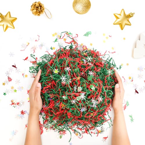 1LB Christmas Crinkle Cut Paper Basket Filler B4731