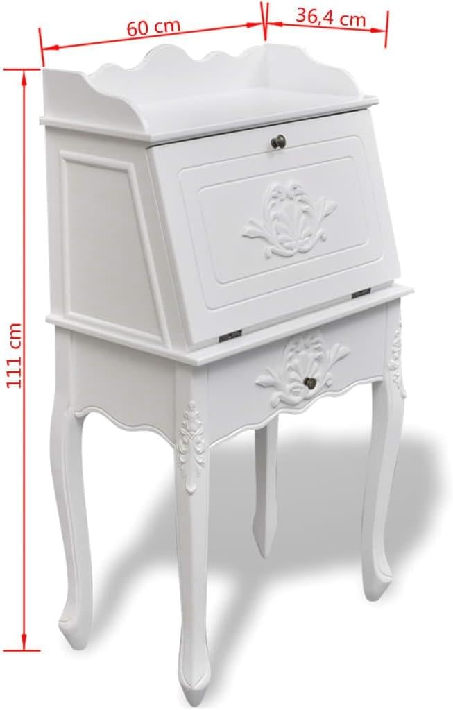 White Antique Secretary Desk O302