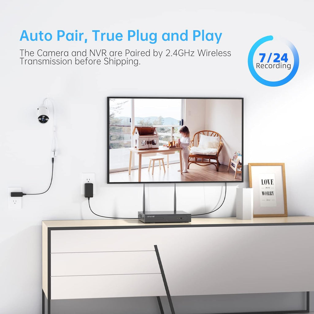 3MP Wireless Security Camera System with Audio, 8CH NVR, 8Pcs 3MP WiFi IP Cameras, 2TB Hard Drive Z246002