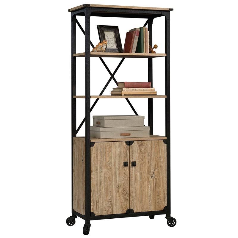 Milled Mesquite Finish Bookcase with Doors B7090