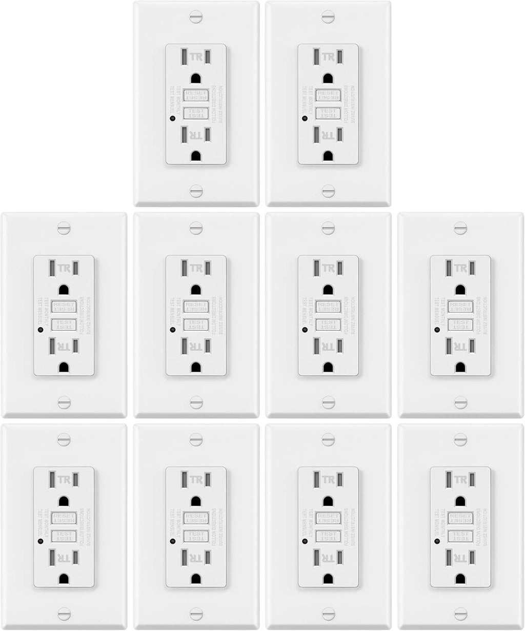 15A/125V Tamper Resistant GFCI Outlets with LED Indicator, White Z136