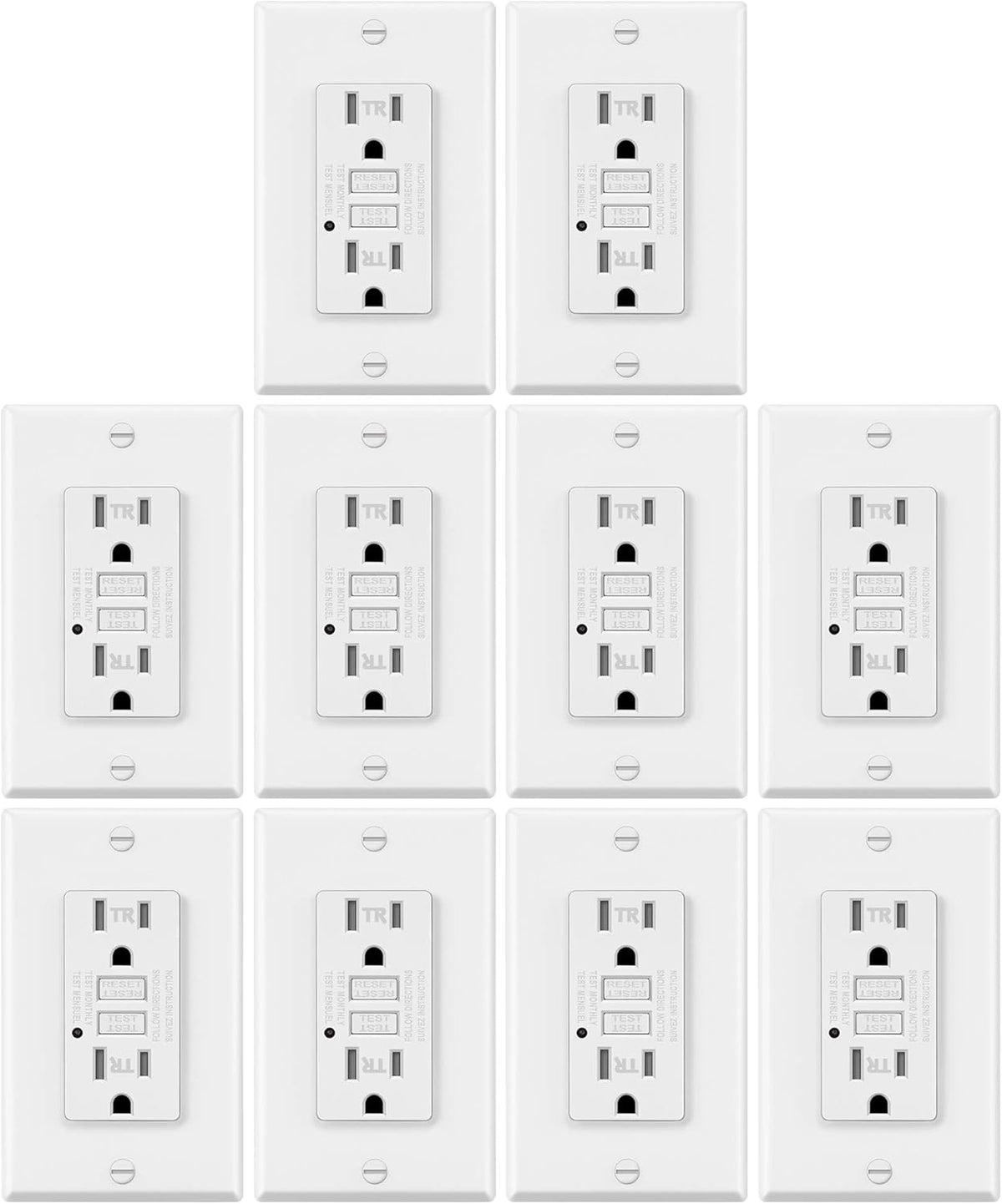 15A/125V Tamper Resistant GFCI Outlets with LED Indicator, White Z136