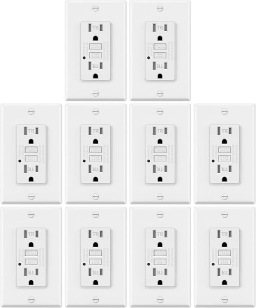 15A/125V Tamper Resistant GFCI Outlets with LED Indicator, White Z136