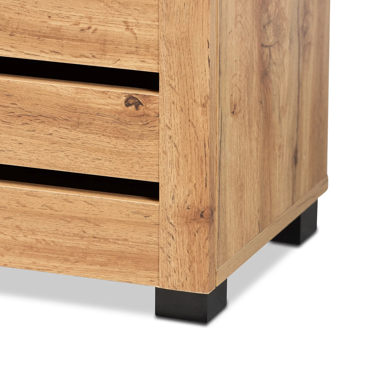 Oak Brown Finished Wood 2-Door Shoe Storage Cabinet E52727