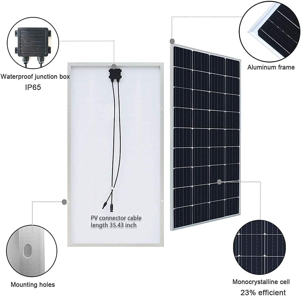 300 Watt 12V Monocrystalline Solar Panel Kit with Charge Controller and Mounting Brackets L19722