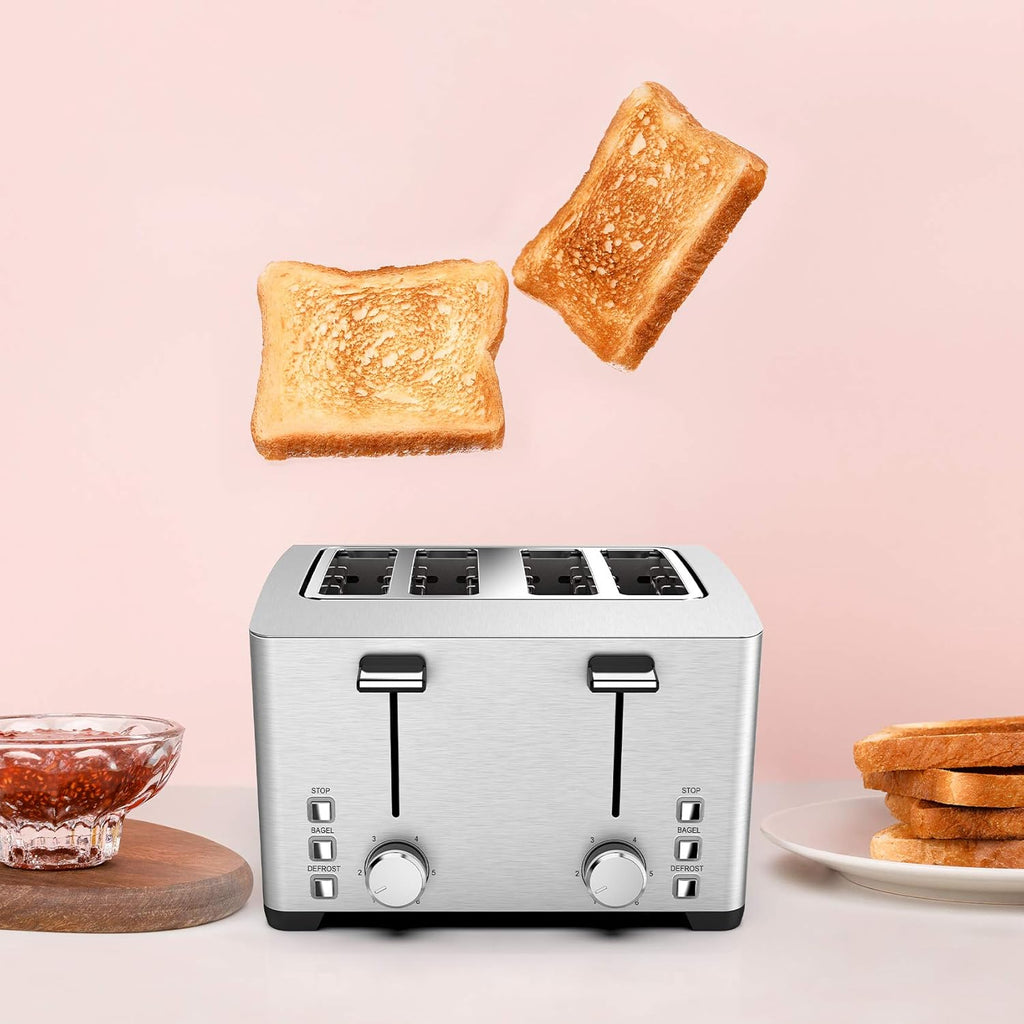 4 Slice Stainless Steel Toaster with Extra Wide Slots Y453074