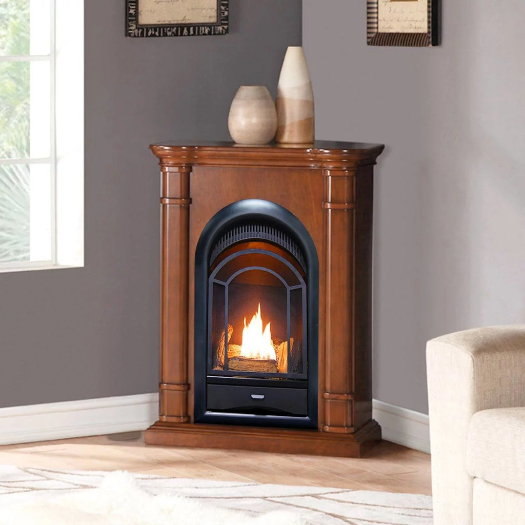 Ventless Fireplace System 10K BTU Duel Fuel Thermostat Insert and Mantel C980217