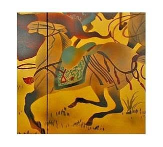 36x22 Riders in The Storm on Gold Leaf D82376