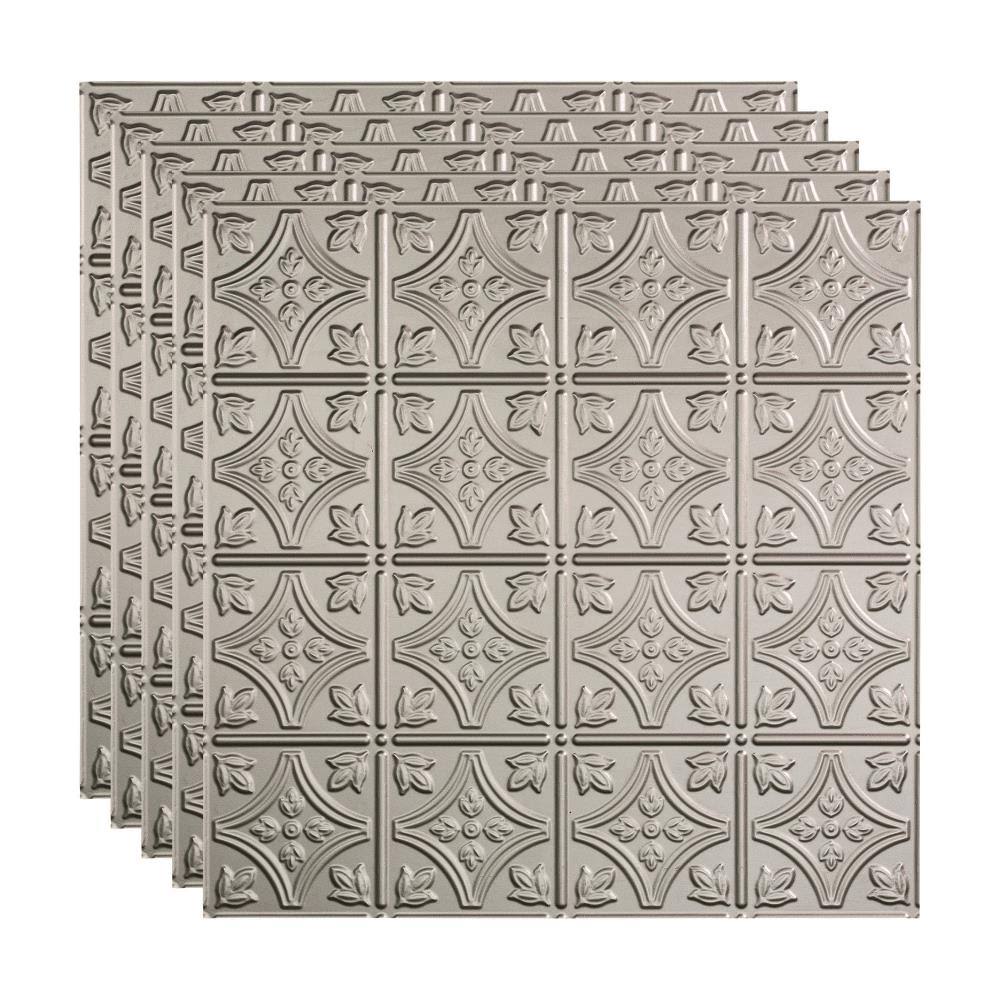 Argent Silver Decorative Vinyl Ceiling Tile 2ft x 2ft 5 Pack A378305