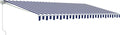 Blue and White Striped Retractable Patio Awning 12 x 10 Feet W9244