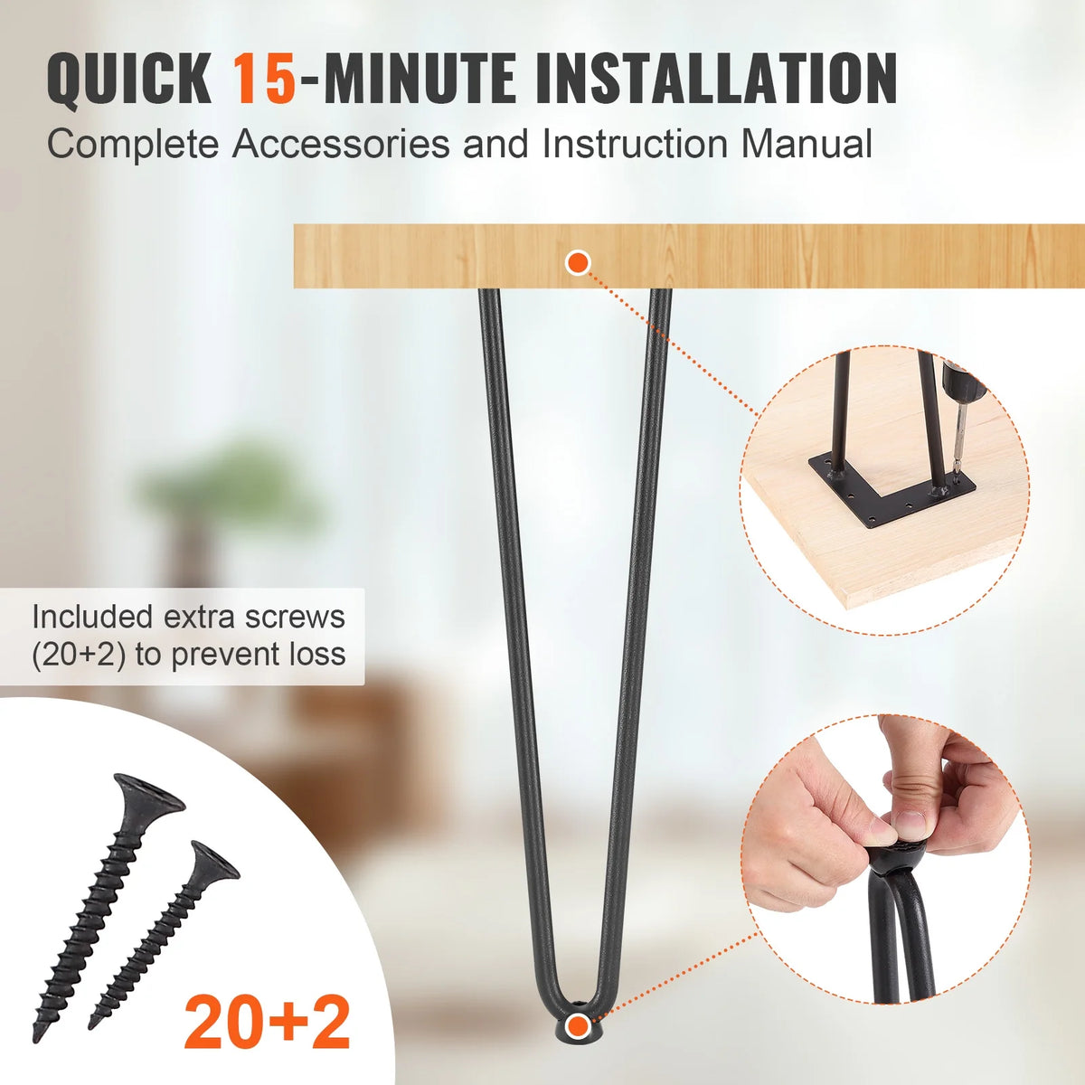 16" Solid Metal Heavy Duty Furniture Legs V7750
