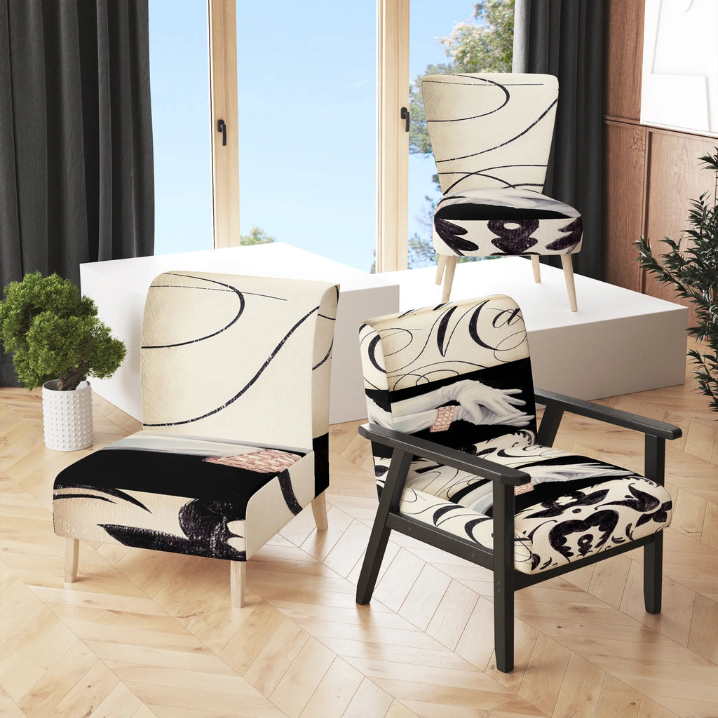 Black And White Upholstered Accent Chair V835