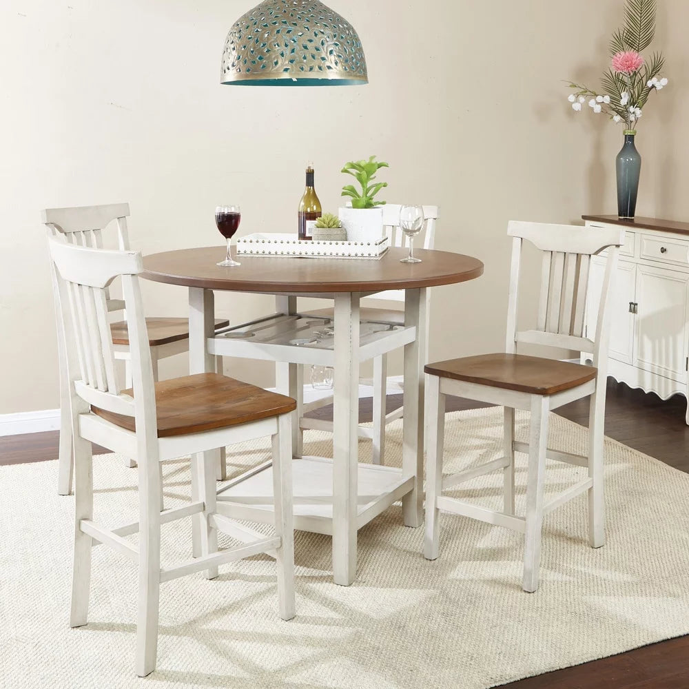 5pc Table Chairs Set Slate Gray Wood Stain Finish A499