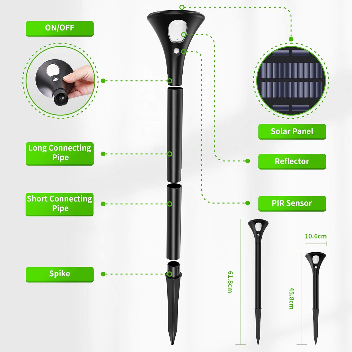 Black Solar Powered Pathway Lights O534