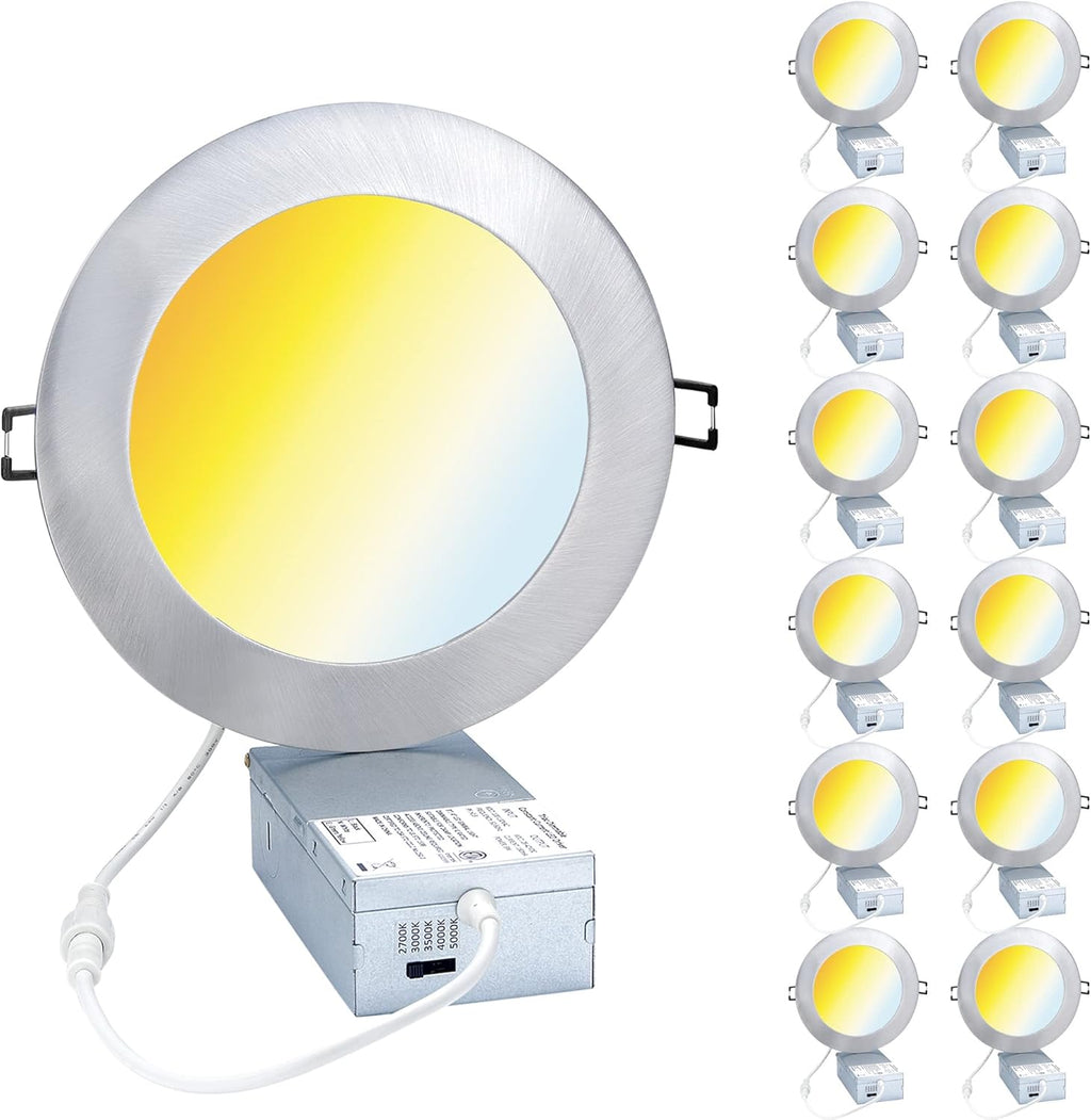 12W 5CCT Changeable Brushed Nickel LED Recessed Lights 12Pack A12632