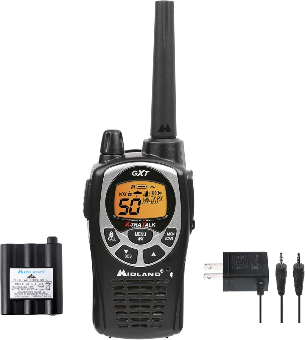 50 Channel Waterproof GMRS Two-Way Radio Black/Silver Pair Pack Z38803