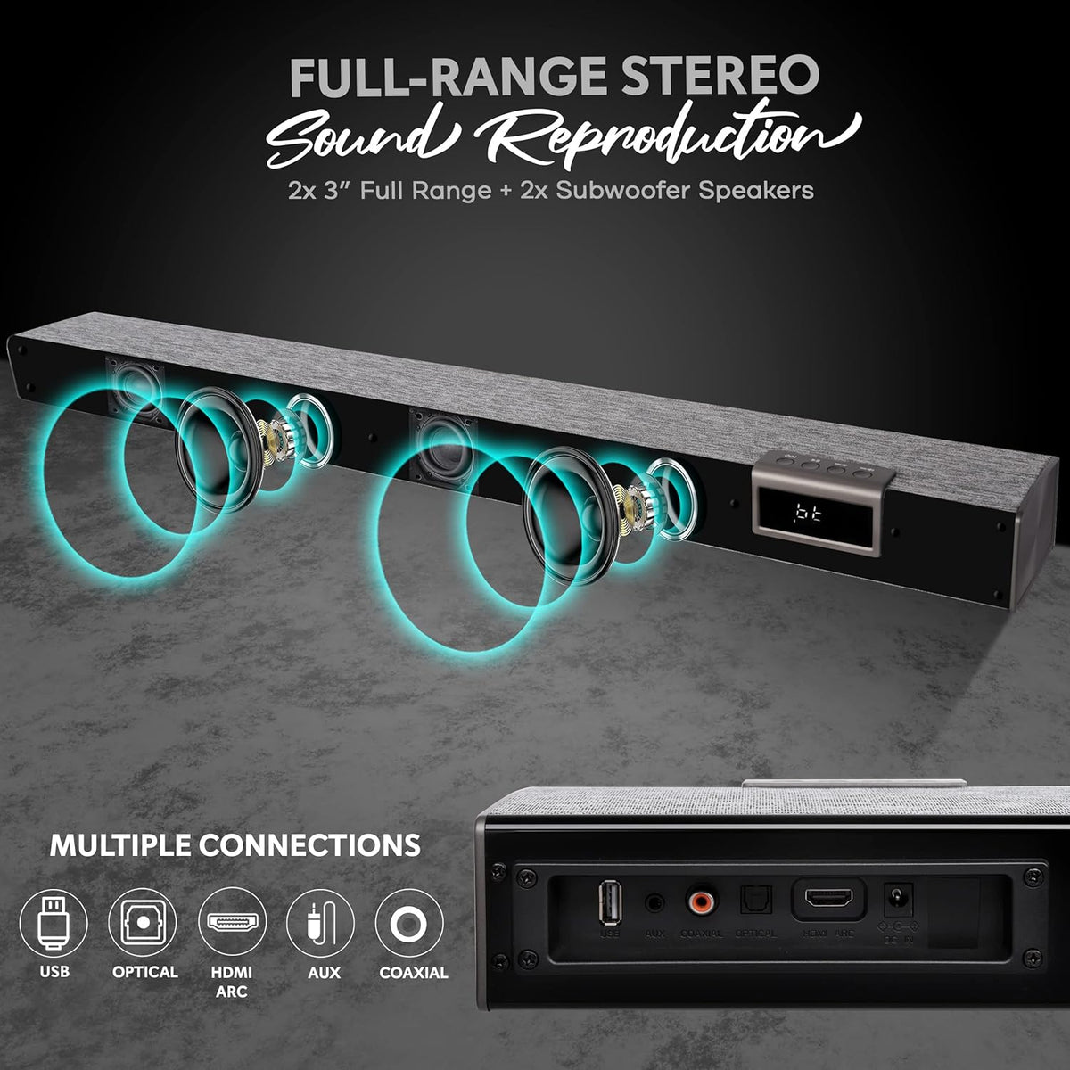 60W 35" Bluetooth Sound Bar with Remote Control E92567