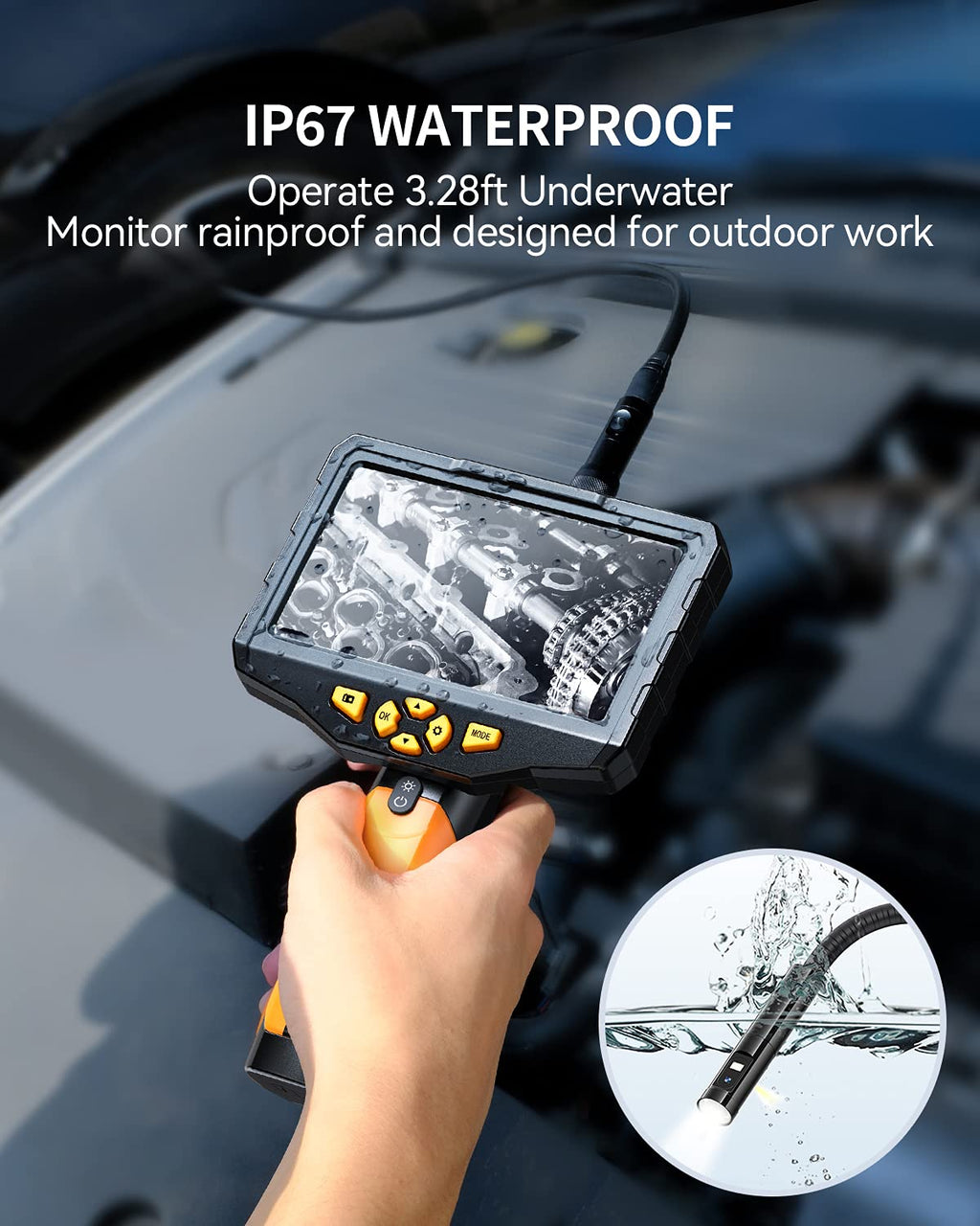 16.4ft Waterproof Flexible Borescope Inspection Camera with Light A7108
