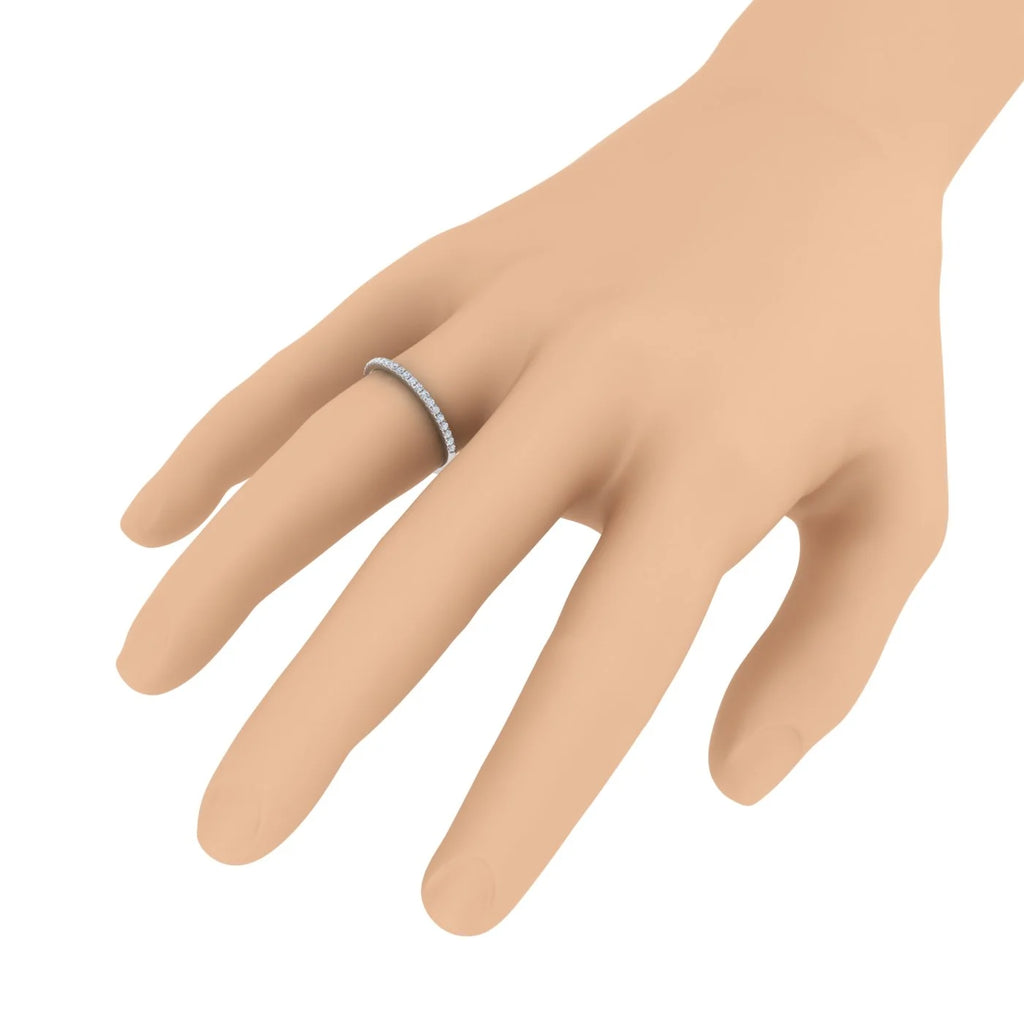 14K White Gold Half Eternity Diamond Wedding Band Ring N68799