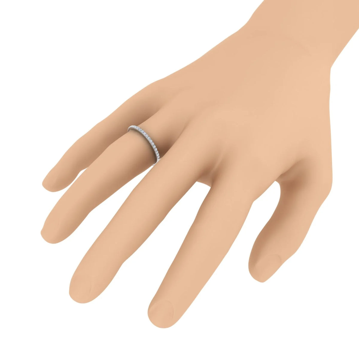 14K White Gold Half Eternity Diamond Wedding Band Ring N68799