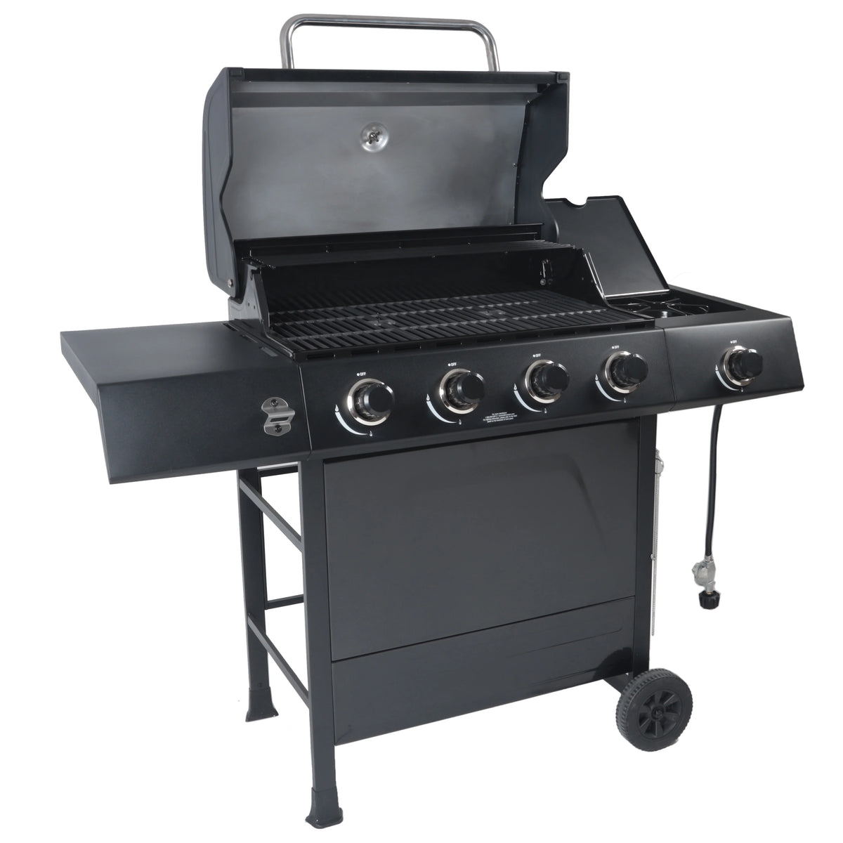4-Burner Propane Gas Grill with Side Burner, Stainless Steel & Black J99262