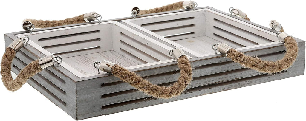 Nesting Serving Trays with Rope Handles, Set of 3, Wood Trays G744546