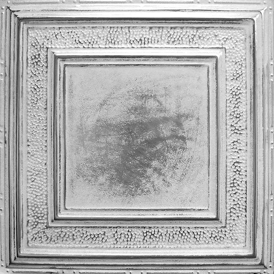 Silver Washed White Metal Ceiling Tiles 5-Pack R67541