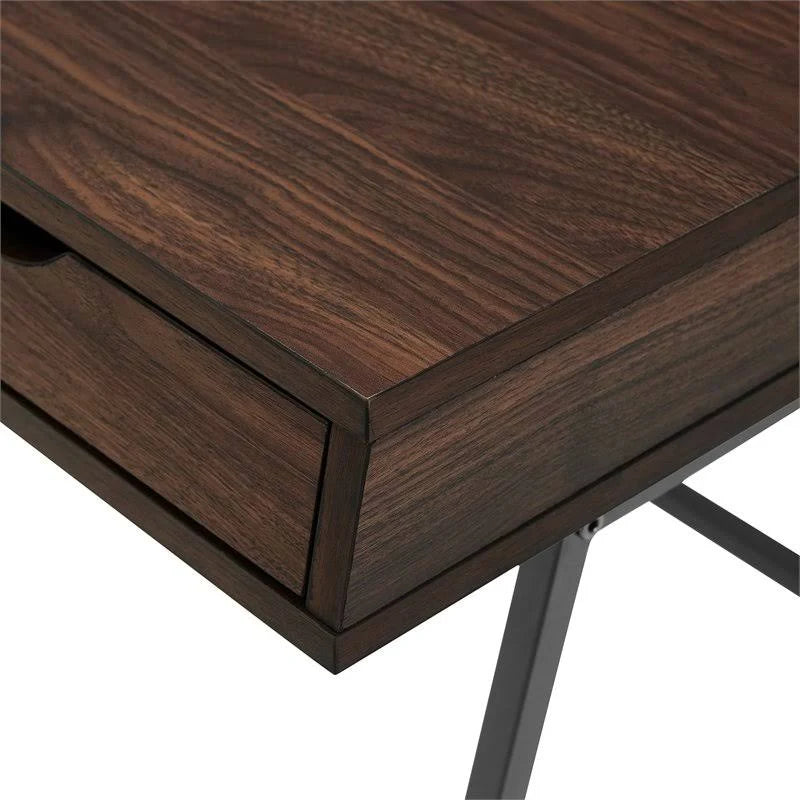 42x22 3-Drawer Angled Front Desk Dark Walnut L42121