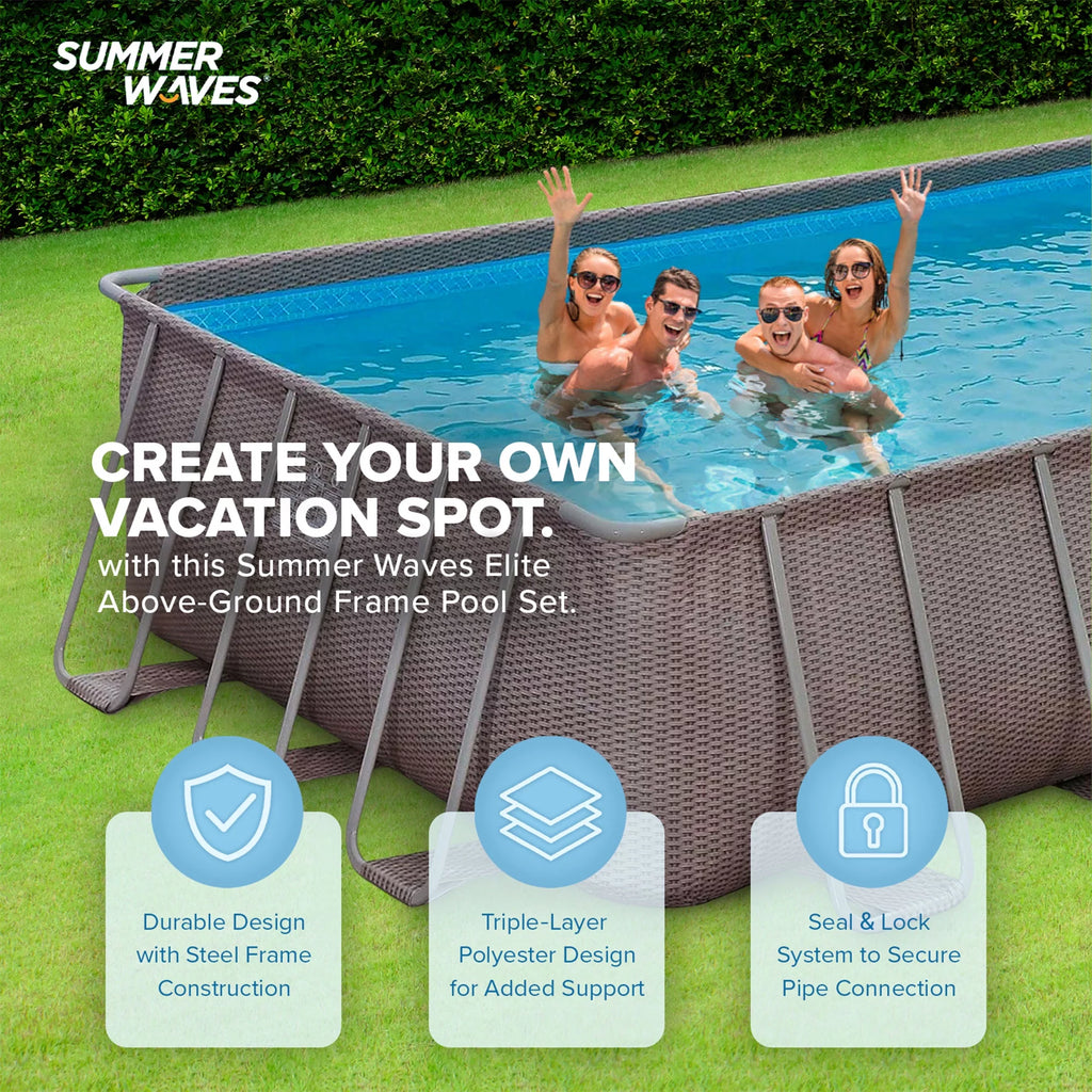 24 x 12 x 4.5' Rectangle Above Ground Frame Swimming Pool Set J8516