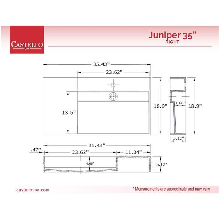 36 inch Gray Solid Surface Wall Mounted Sink D169561