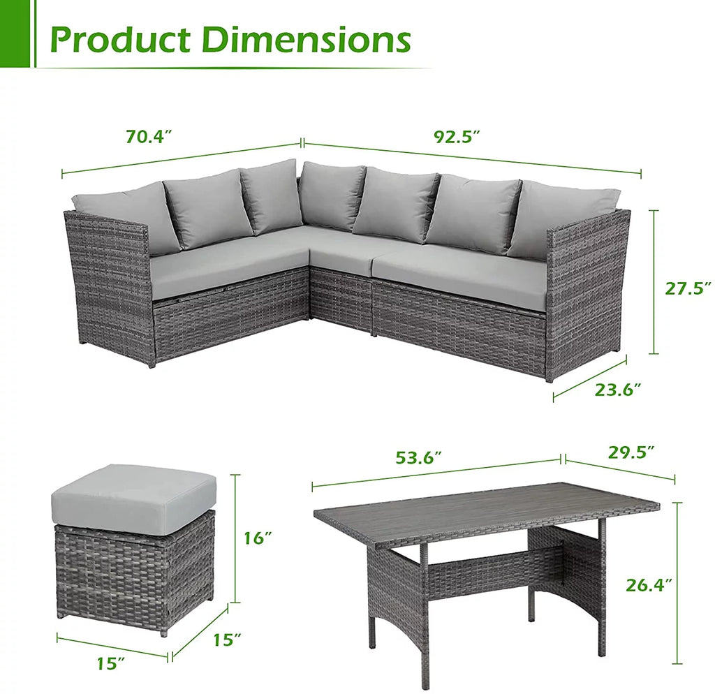 7 Piece Rattan Wicker Patio Conversation Set M833347