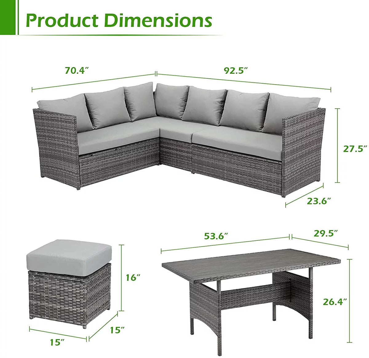 7 Piece Rattan Wicker Patio Conversation Set M833347