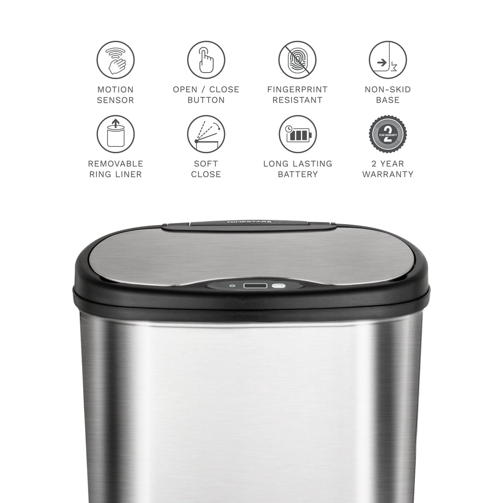 13.2 Gallon Stainless Steel Motion Sensor Trash Can F5505