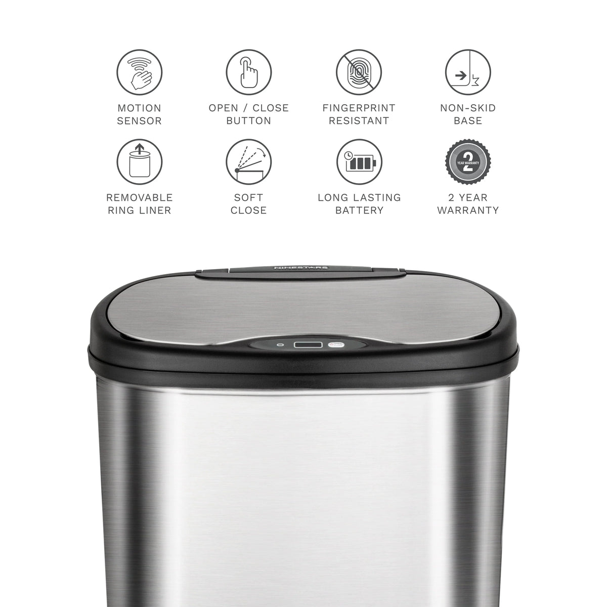 13.2 Gallon Stainless Steel Motion Sensor Trash Can F5505