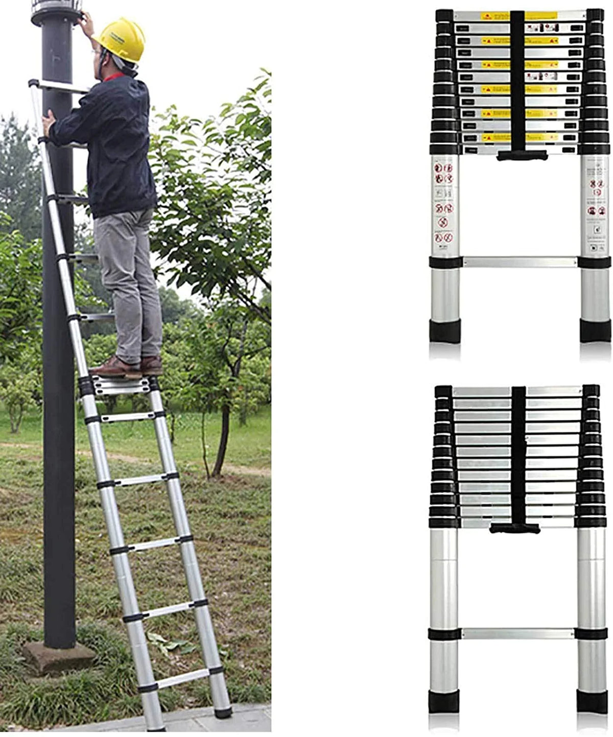 Aluminum Telescoping Extension Ladder 12.5ft 330lb Capacity T8875