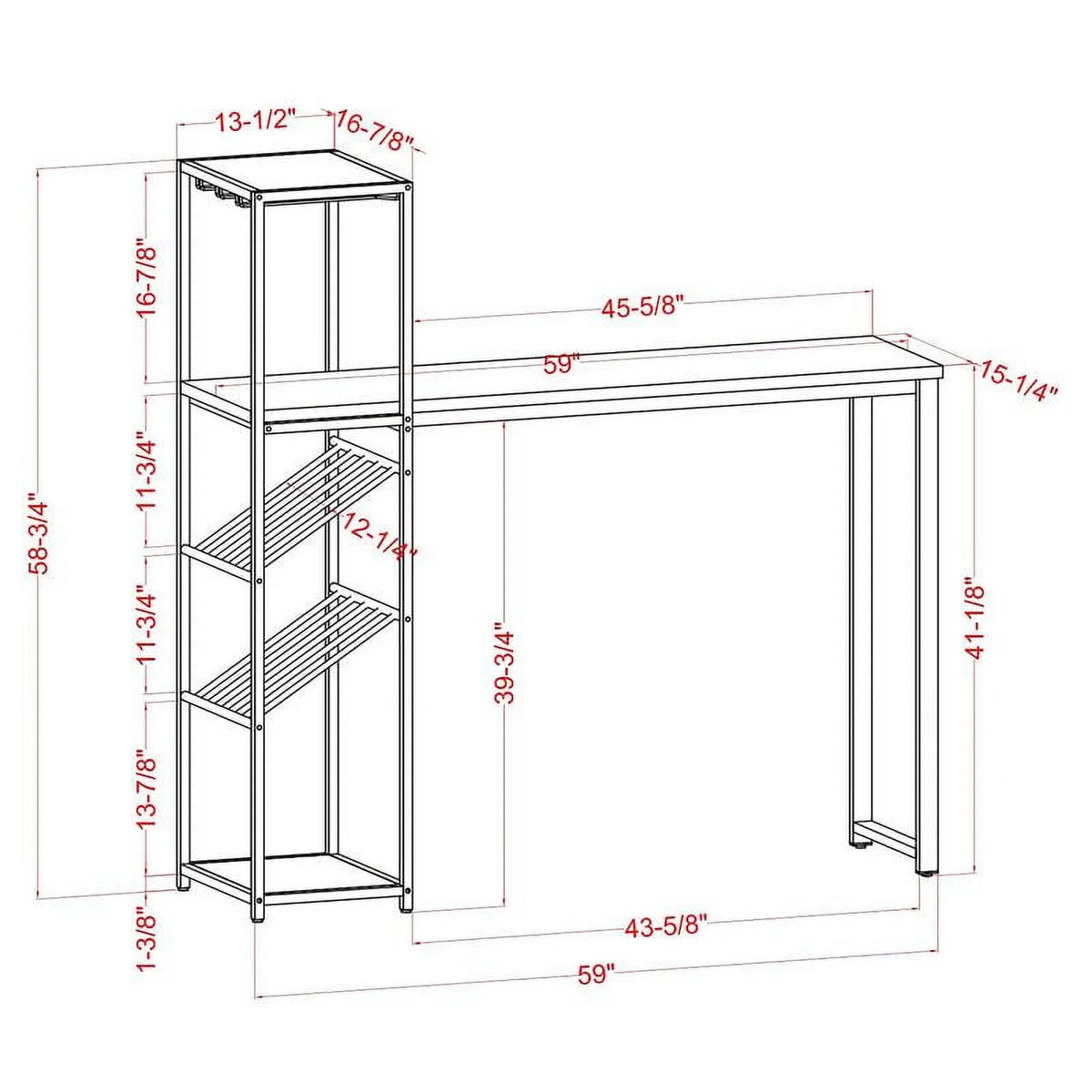 Metal Bar Table with Wine Shelf J5520