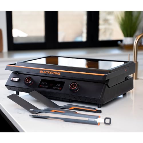 22-Inch Non Stick Ceramic Titanium Coated Stainless Steel Electric Griddle with Glass Hood E64871
