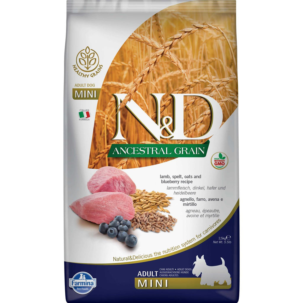 Farmina N&D Ancestral Grain Lamb & Blueberry Mini Adult Dry Dog Food Z7533
