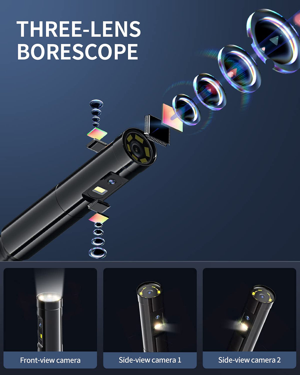 16.4ft Waterproof Flexible Borescope Inspection Camera with Light A7108