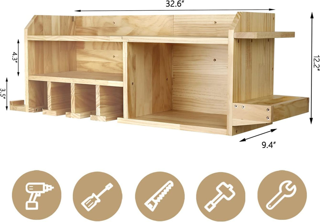 Power Tool Organizer Wall Mount, Drill Holder Storage with 5 Tool Slots G1180