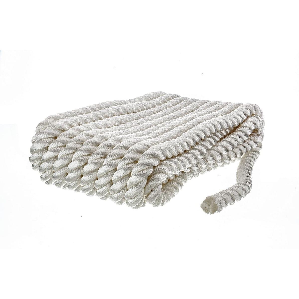 3-Strand Twisted Nylon Dock Rope, ¾-Inch x 25 Feet, White D90749