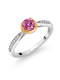 Pink Moissanite and Lab Grown Diamond 925 Silver Ring N138