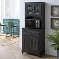 Charcoal Microwave Storage Stand with Double Door Top and Bottom Cabinets T760