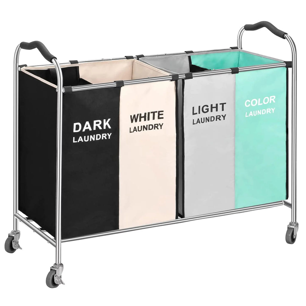 4 Section Laundry Cart with Wheels E2562
