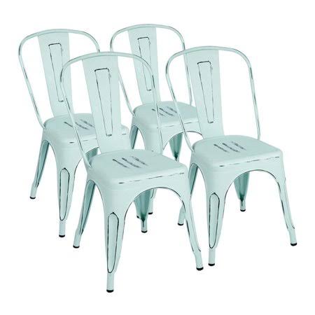 Set of 4 Distressed Style Metal Chairs E319