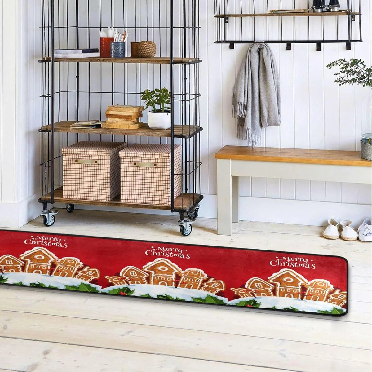 2'x6' Christmas Gingerbread House Runner Rug with Rubber Backing Z6566