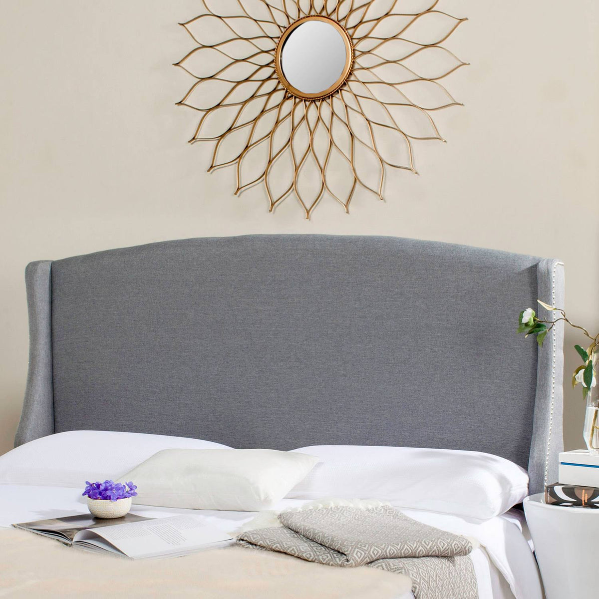 Grey Twin Linen Headboard E3860