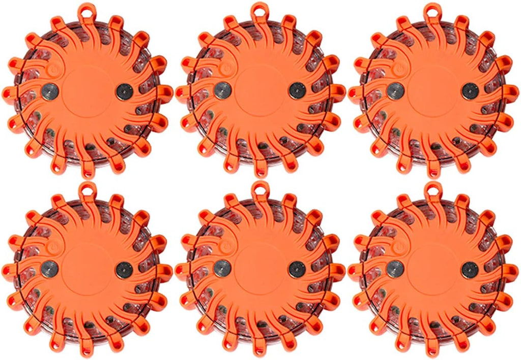 Rechargeable 16 LED Road Flare Disc Warning Beacon Emergency Flares with Charger & Carrying Case T53382